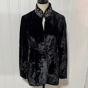 Soft Surroundings Black Velvet Embellished Starlet Jacket NWOT Size Small